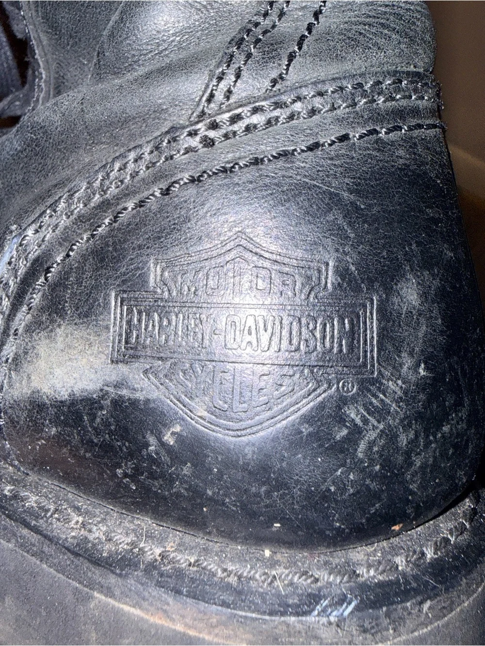 Harley-Davidson Black Leather Lace-Up Moto Combat Boots - Picture 5 of 10